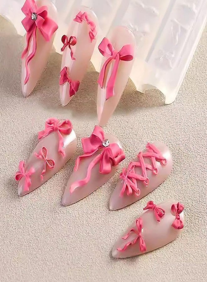 JALIYA Bowknot Silicone Nail Molds, 3D Gel Nail Art Sculpture Bow Mold DIY Bow Charms for Nails Design Silicone Molds Cute Bows Nail Template Stencils Reusable Manicure Carved Mould Resin Mold - Image 3